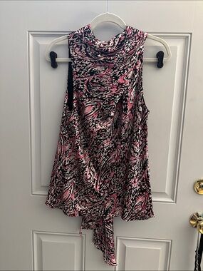 entro Black, Pink & White Abstract Print Sleeveless Top